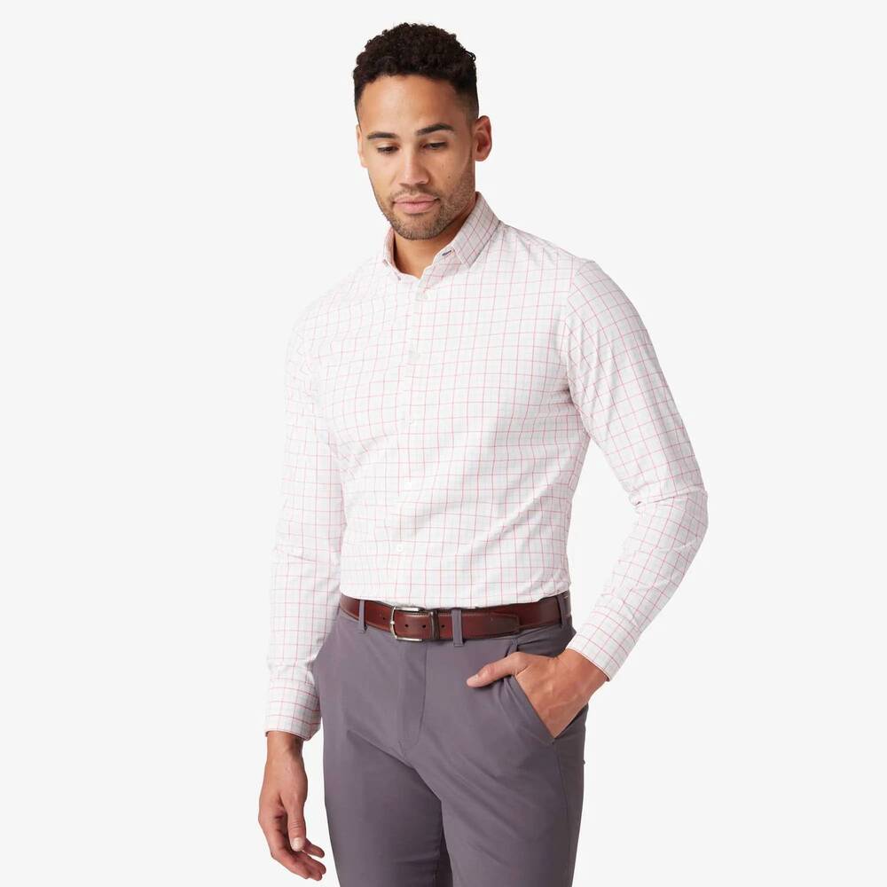 NEW MIZZEN + MAIN leeward dress shirt in white danbury plaid